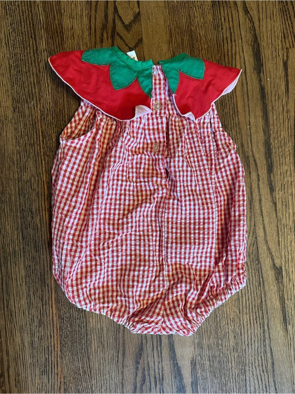 Carters Red Strawberry Gingham Baby Romper vintage